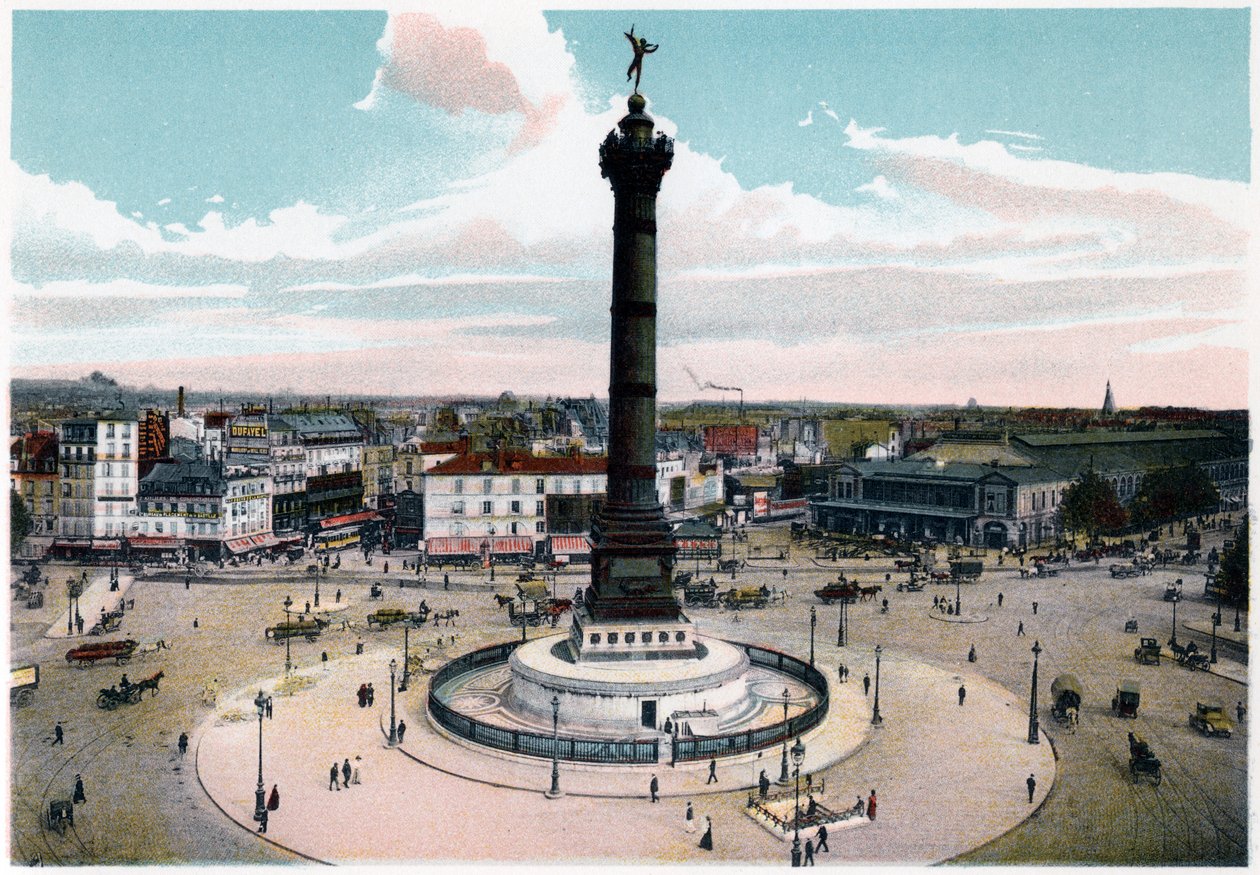Julikolumnen på Place de la Bastille, Paris, c1900 av Unbekannt
