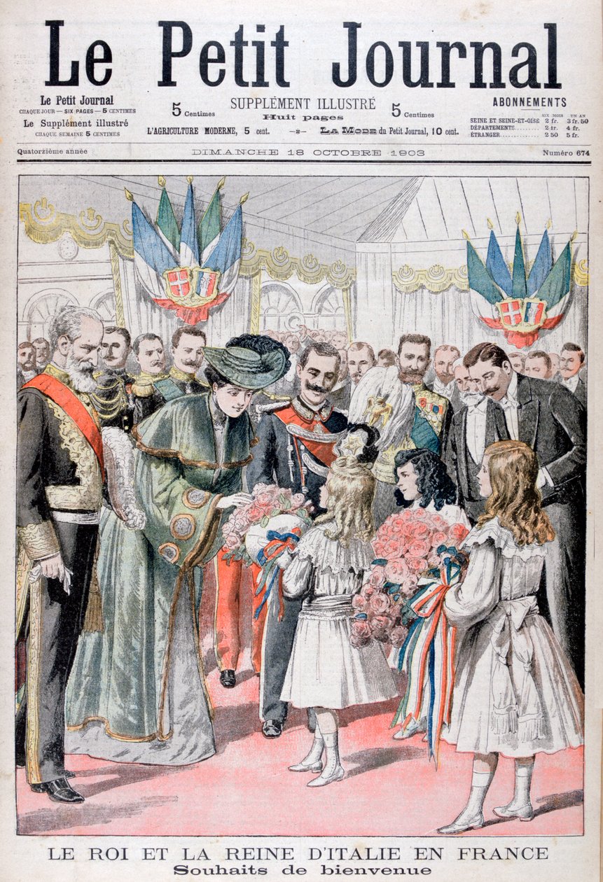 Kungen och drottningen av Italien i Frankrike, 1903 av Unbekannt