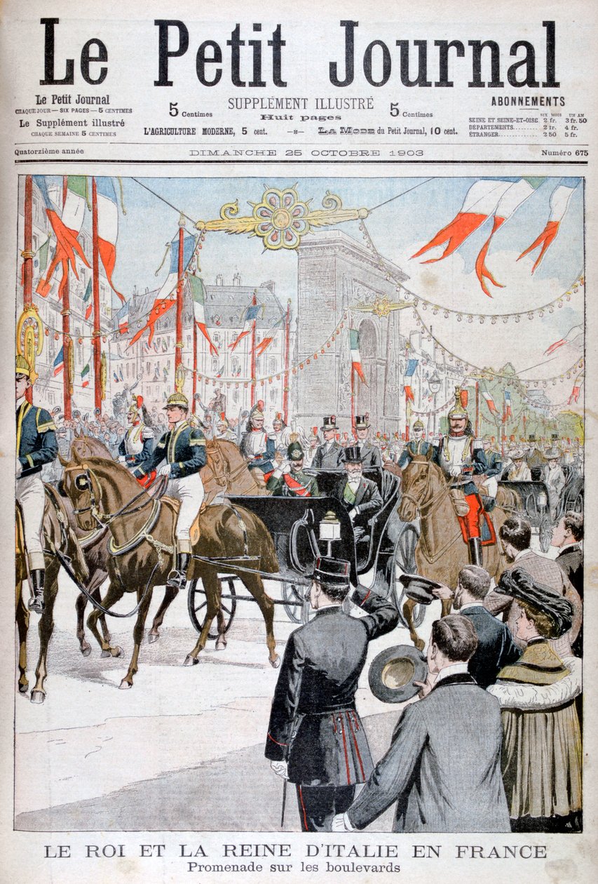 Kungen och drottningen av Italien i Frankrike, 1903 av Unbekannt