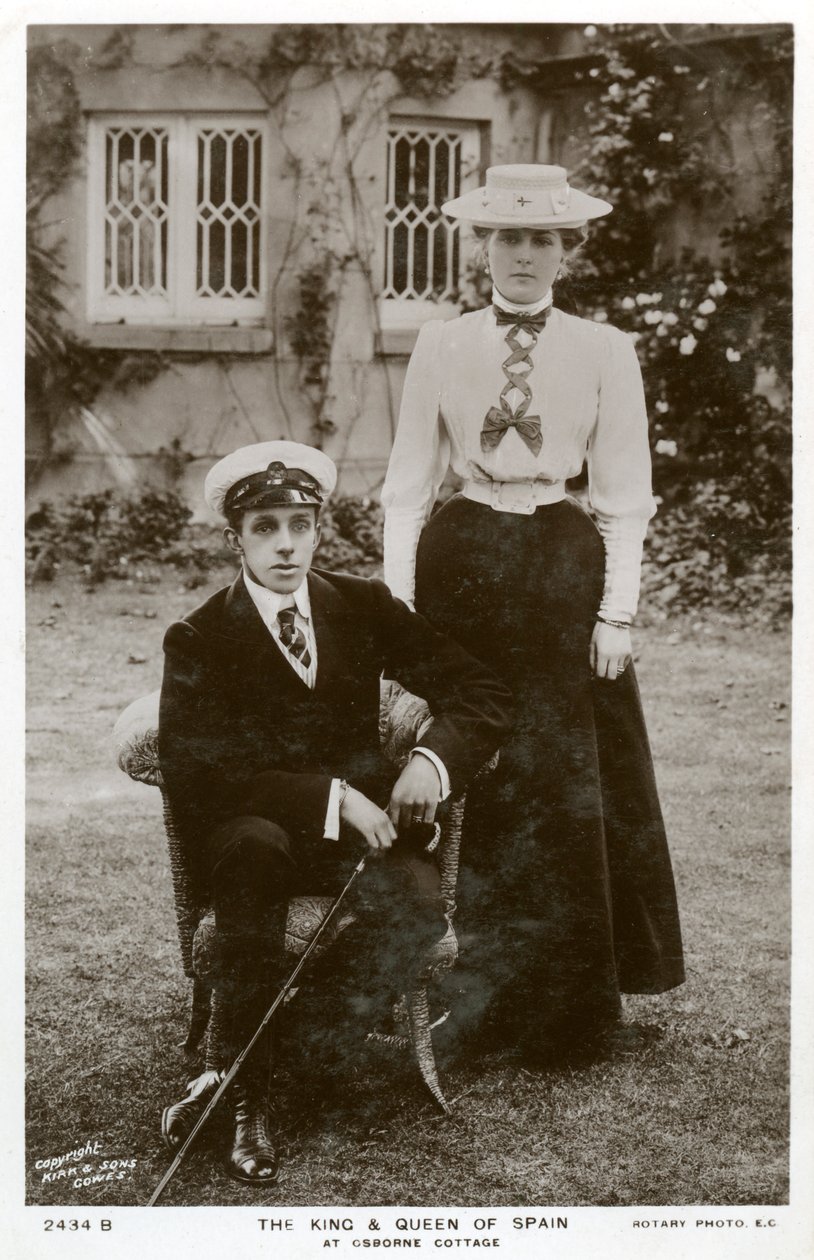 Kungen och drottningen av Spanien på Osborne Cottage, Isle of Wight, c1906-c1919 av Unbekannt