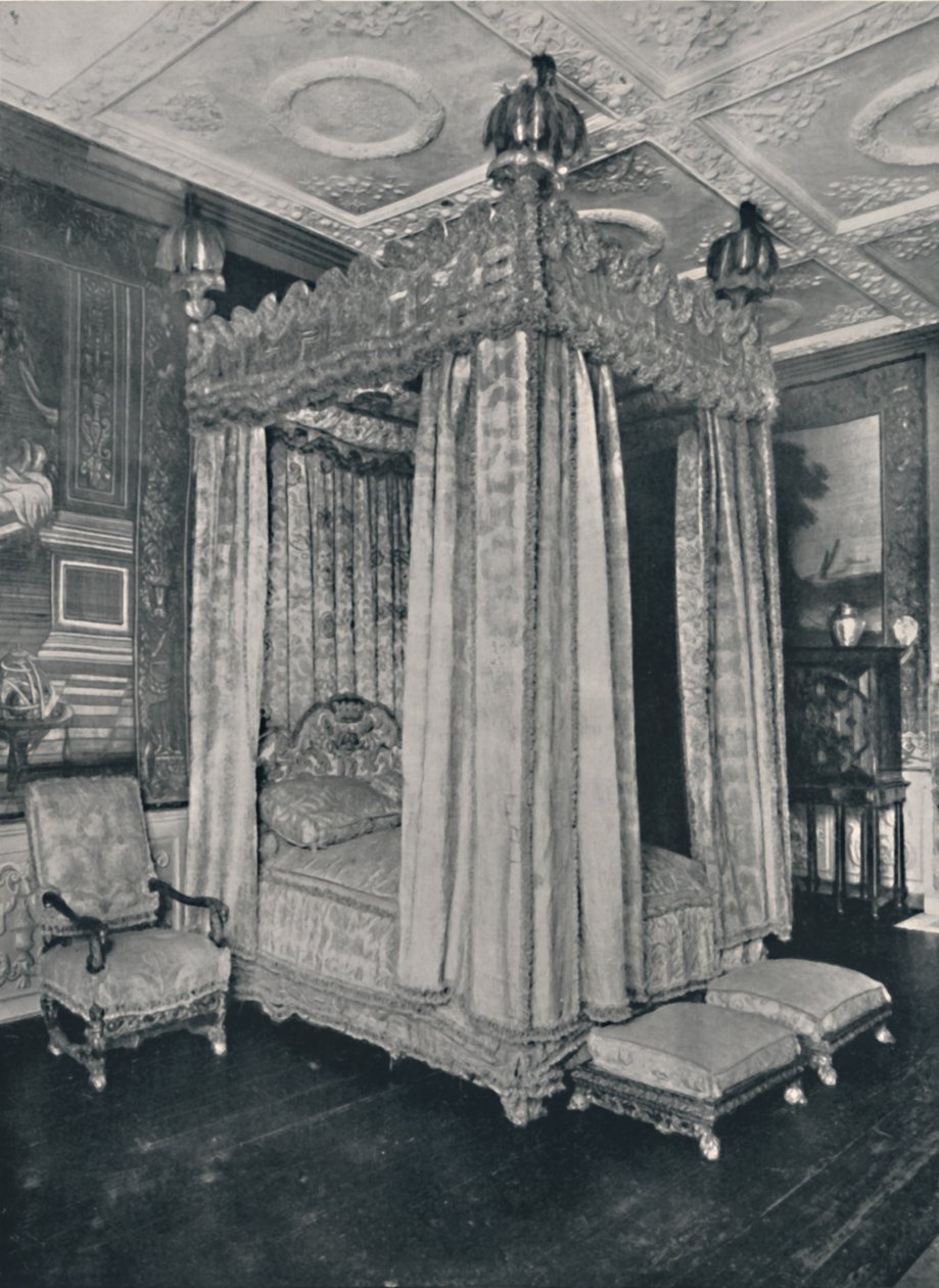 Kings Bedroom på Knole. Sängställe gjord för James I, 1928 av Unbekannt