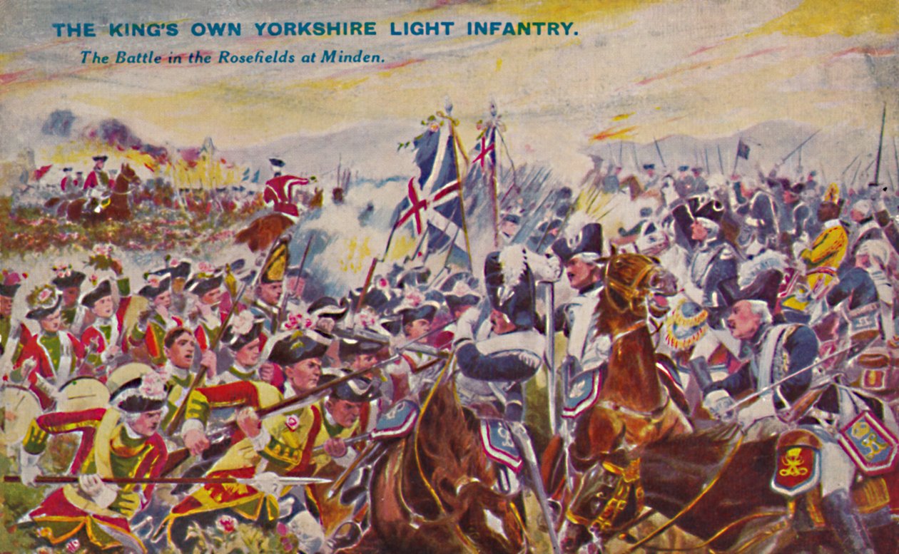 The Kings Own Yorkshire Light Infantry. Slaget i Rosefields vid Minden, 1759, 1939 av Unbekannt