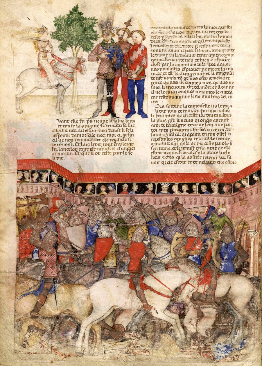 The Knights of the Round miniatyr från The Quest for the Holy Grail and the Death of Arthur, ca 1220 av Unbekannt
