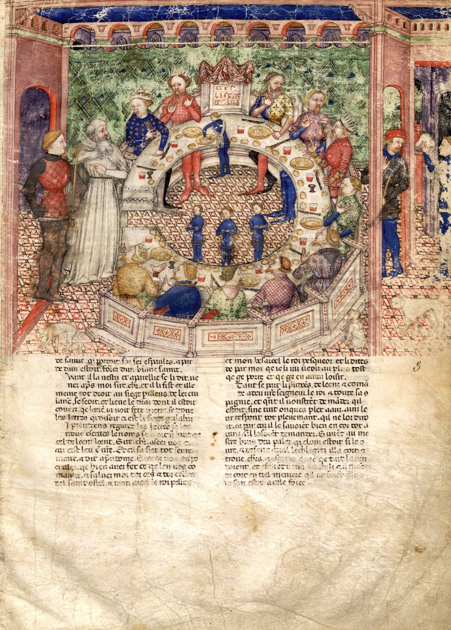 The Knights of the Round miniatyr från The Quest for the Holy Grail and the Death of Arthur, ca 1220 av Unbekannt