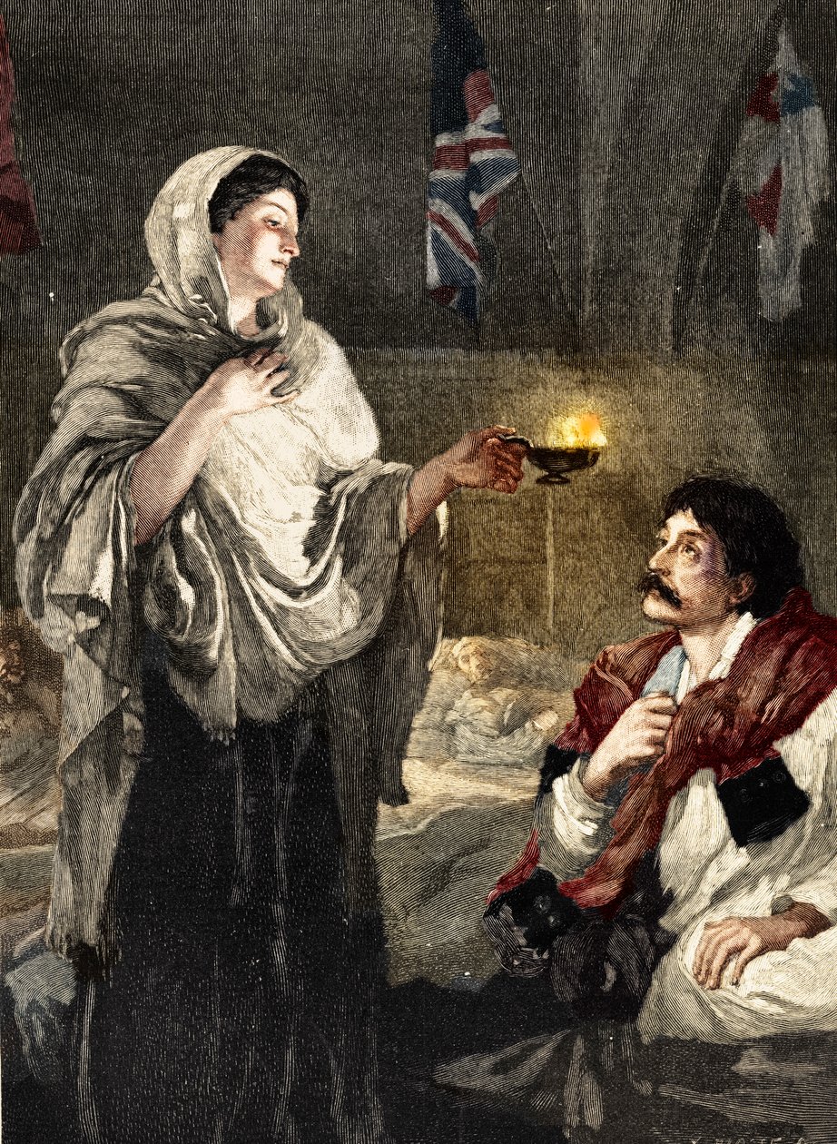 Damen med lampan, c1880 av Unbekannt