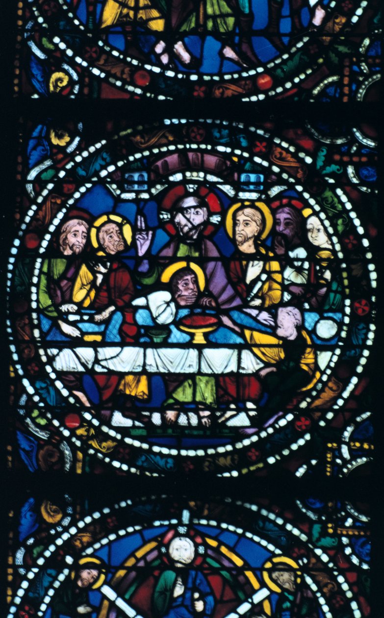 Nattvarden, målat glas, Chartres katedral, Frankrike, 1205-1215 av Unbekannt