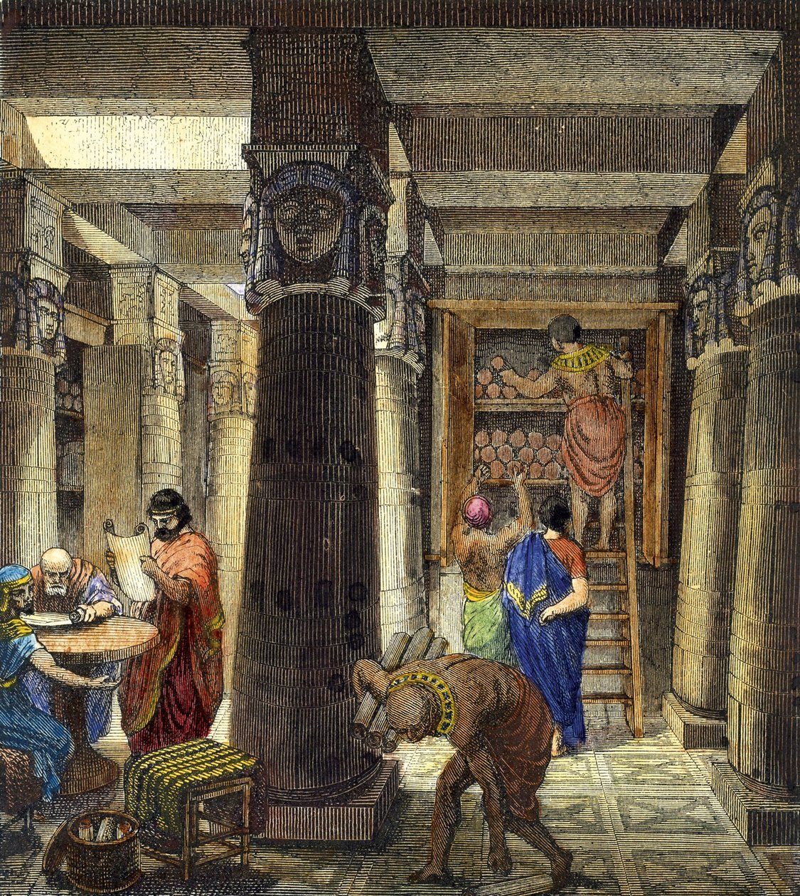 Alexandrias bibliotek, 1876 av Unbekannt