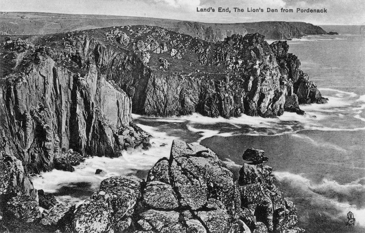 Lions Den från Pordenack, Lands End, Cornwall, tidigt 1900-tal av Unbekannt