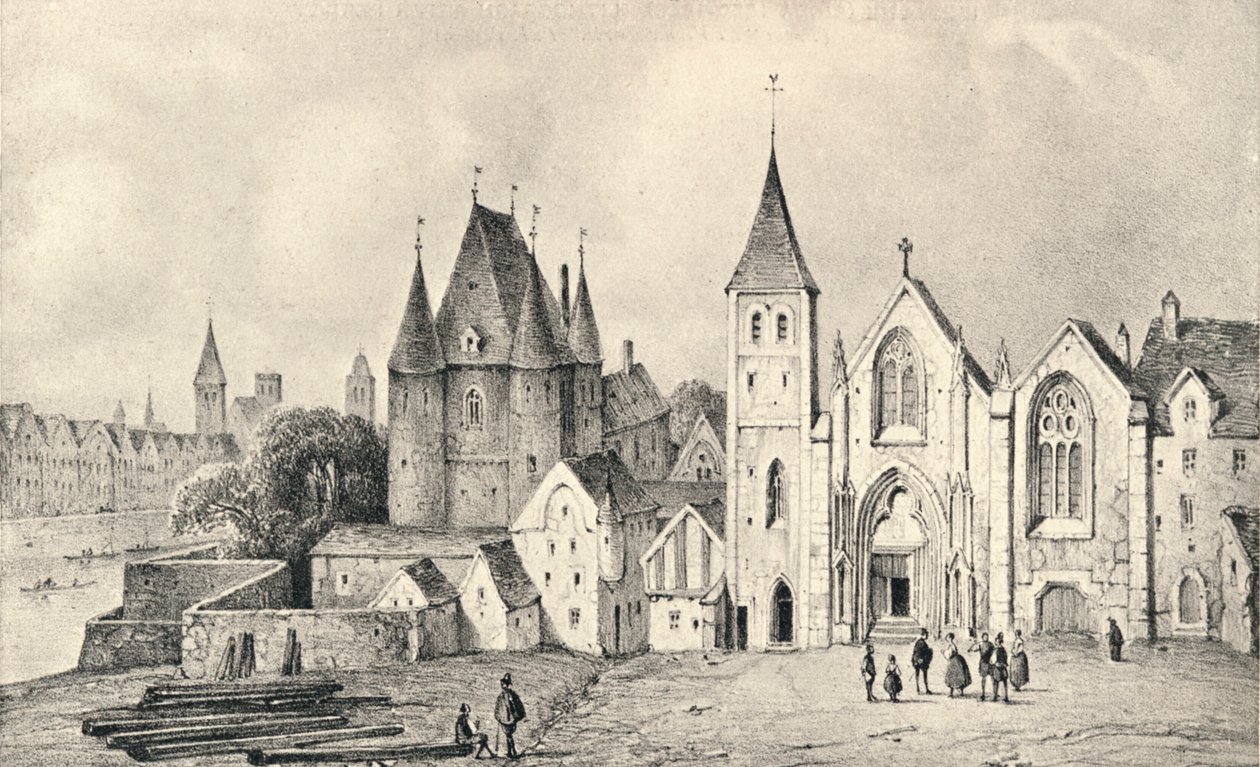 Maison du Lieutenant och Church of St Landry 1540, 1915 av Unbekannt