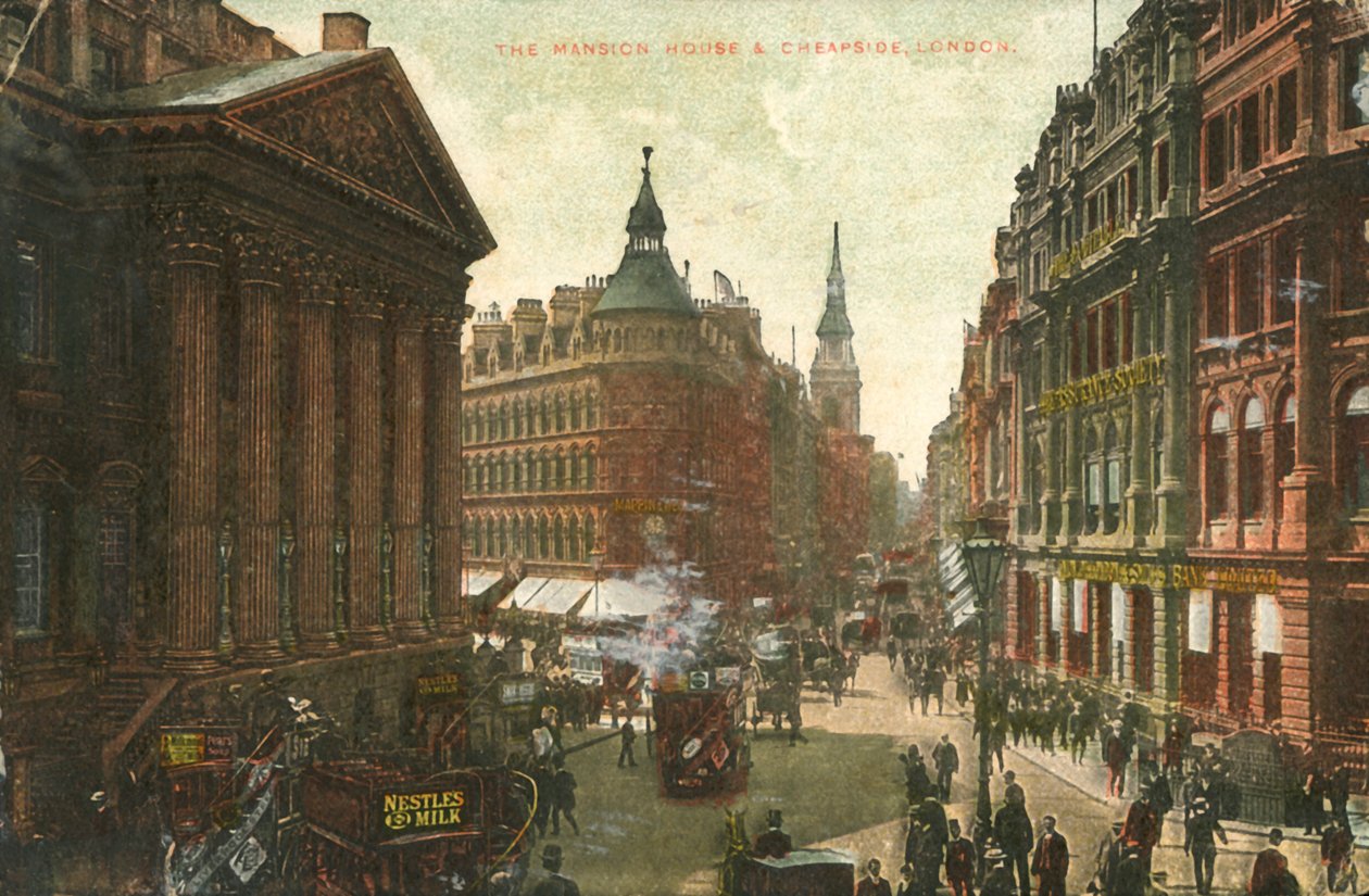 The Mansion House & Cheapside, London, sent 1800-tidigt 1900-tal. av Unbekannt