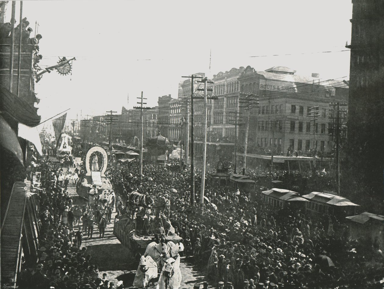 Mardi Gras-paraden på Canal Street, New Orleans, USA, 1895. av Unbekannt
