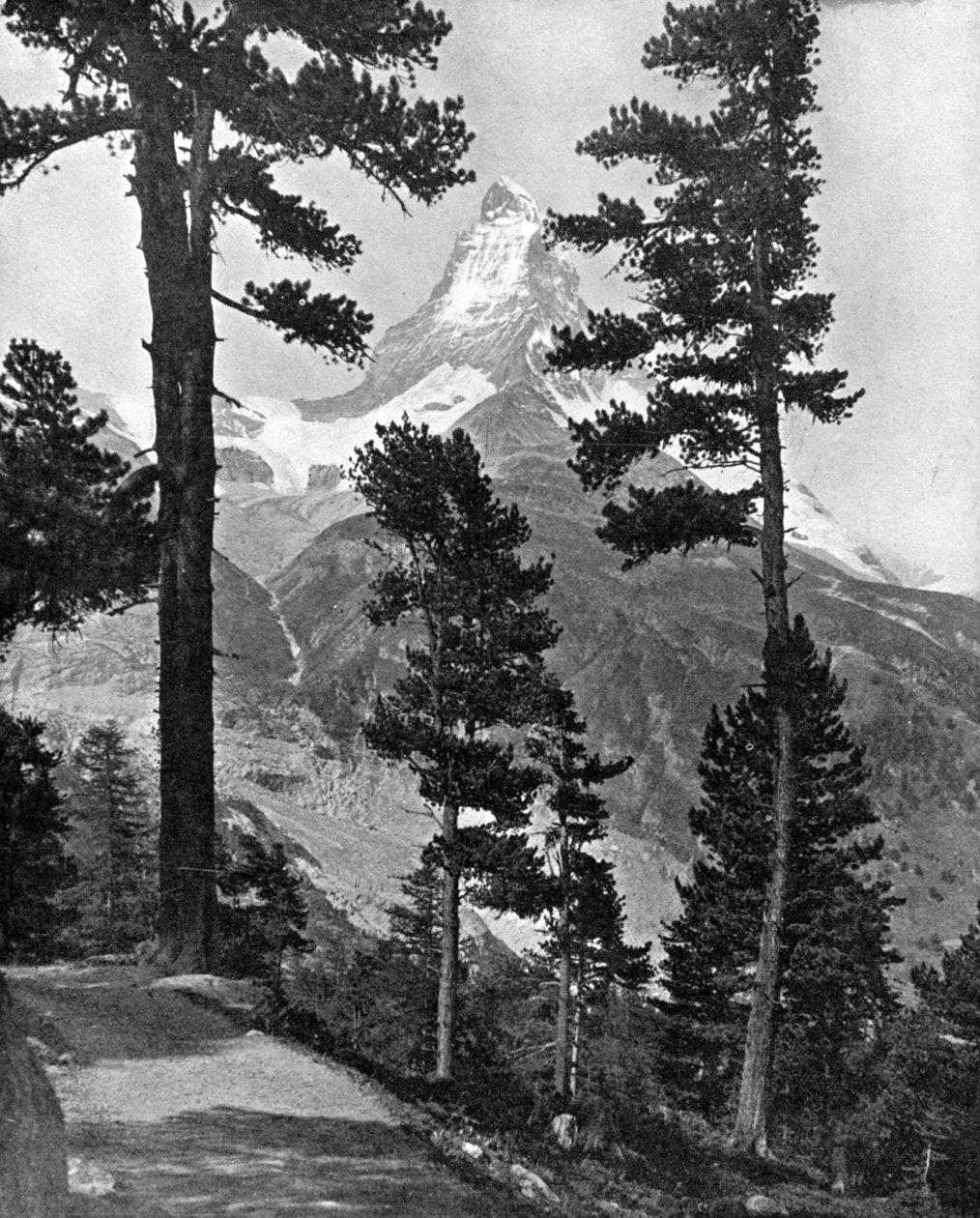 Matterhorn sett från Riffelstigen, Alperna, 1900-talet av Unbekannt