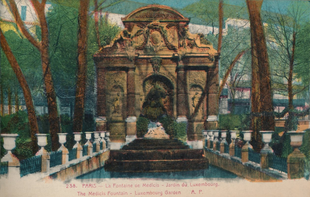 Medici-fontänen - Jardin du Garden i Luxemburg, Paris, c1920 av Unbekannt