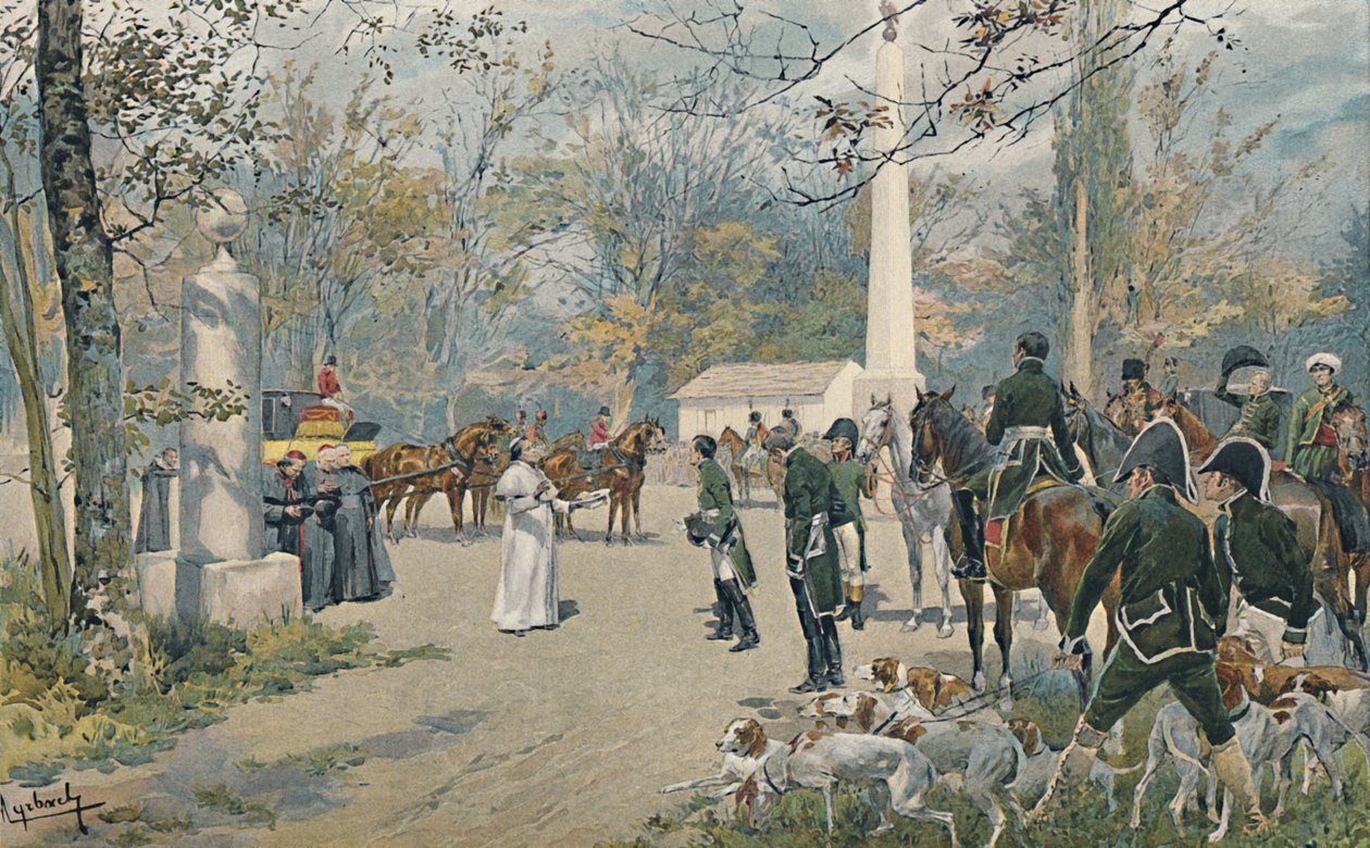 Napoleons och Pius VII:s möte i Fontainebleau, 1813, 1896 av Unbekannt