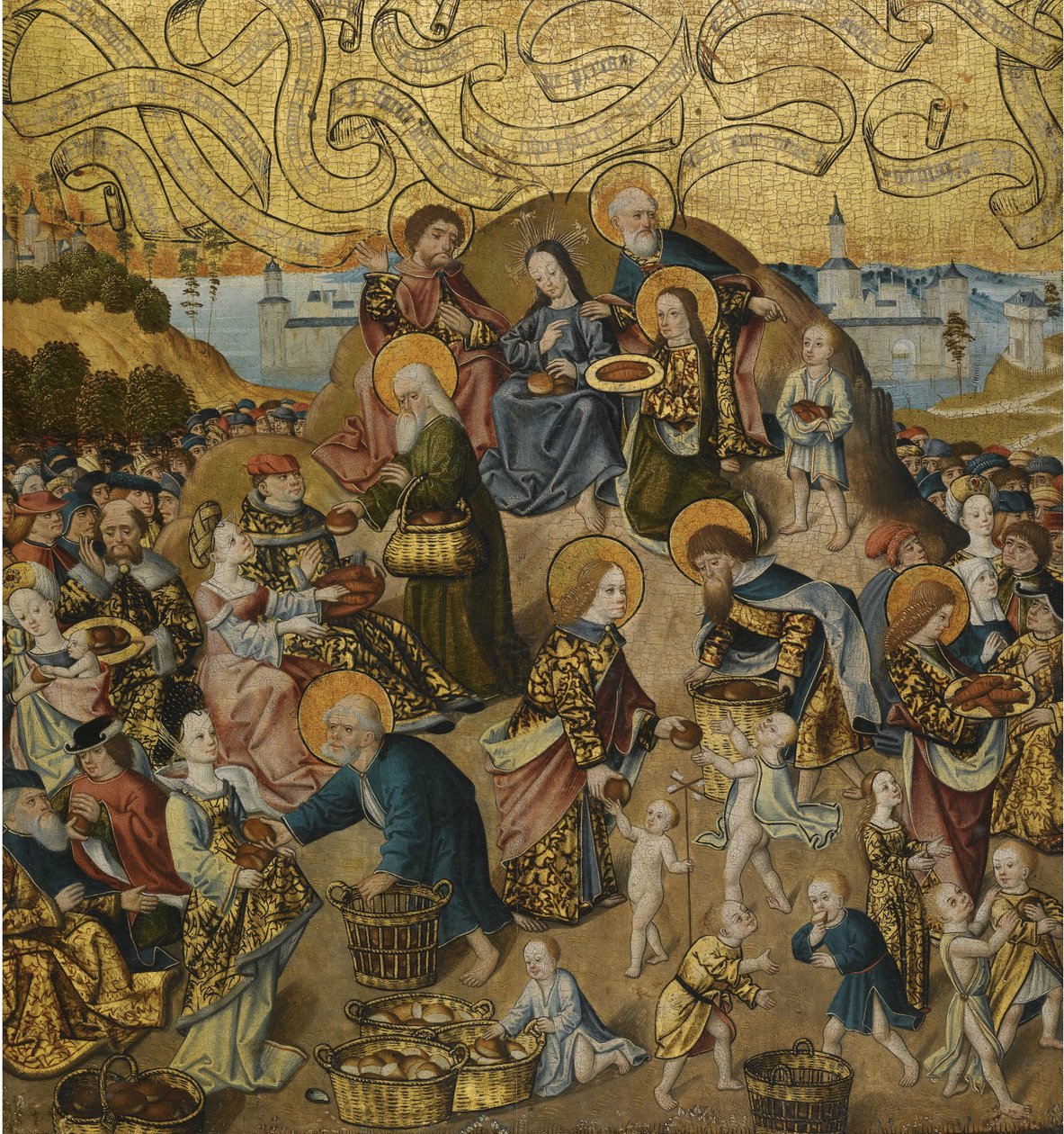 Miraklet med de fem bröden och två fiskarna, ca. 1500 av Unbekannt