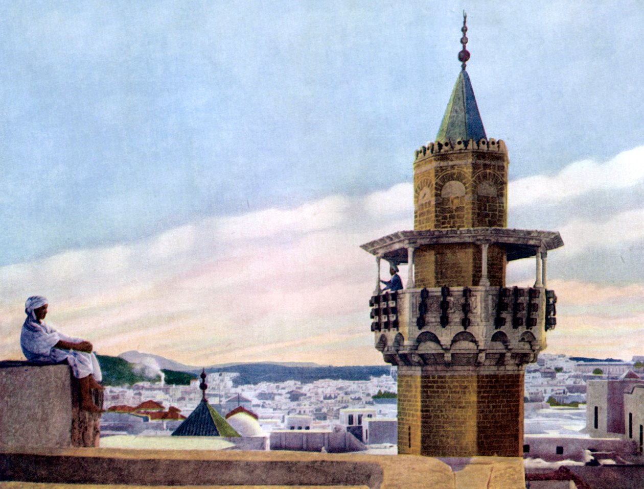 Muezzin i hans minaret kallar de trogna till bön, 1926 av Unbekannt
