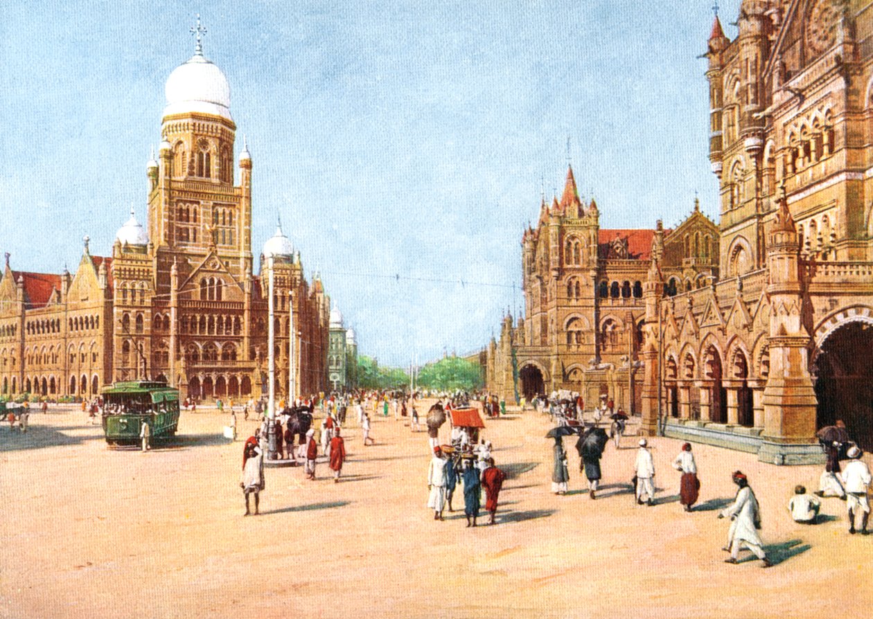 De kommunala kontoren och Victoria Terminus, Bombay, Indien, tidigt 1900-tal av Unbekannt