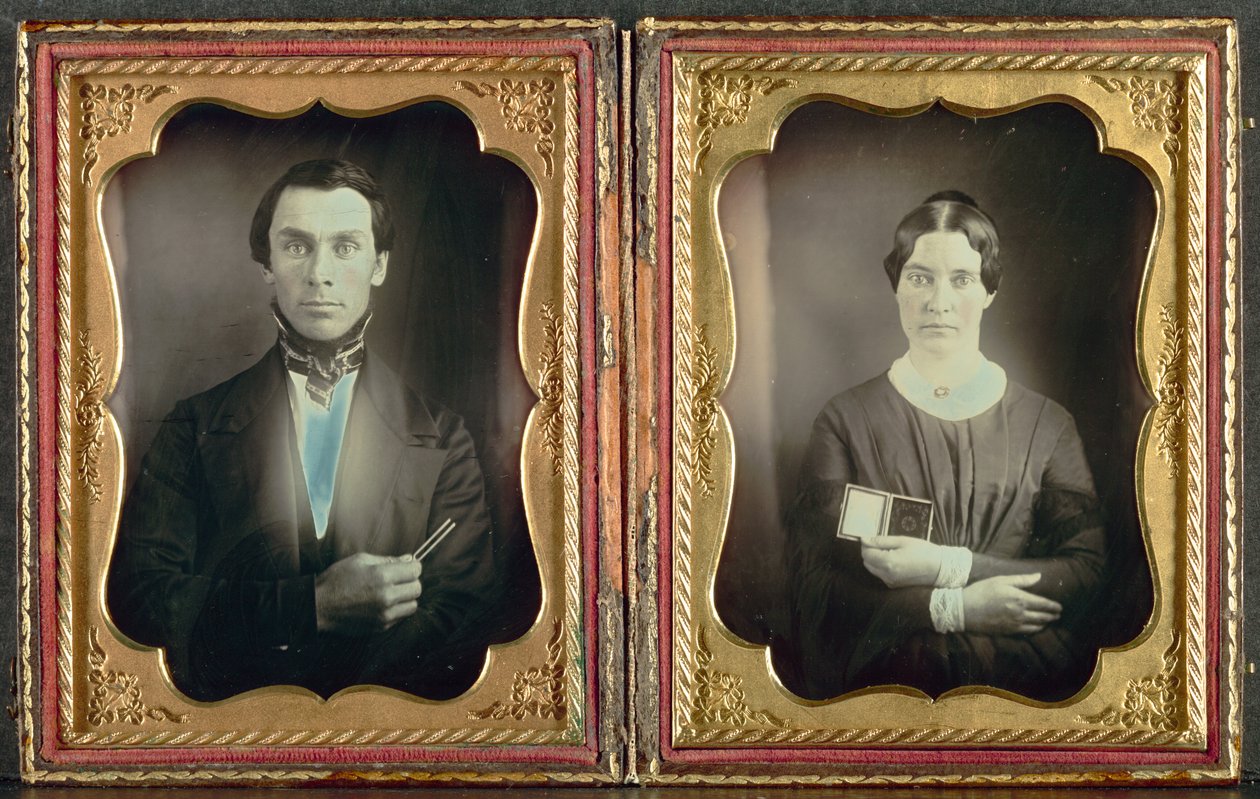 Musikläraren och hans hustru, ca. 1850-talet. av Unbekannt
