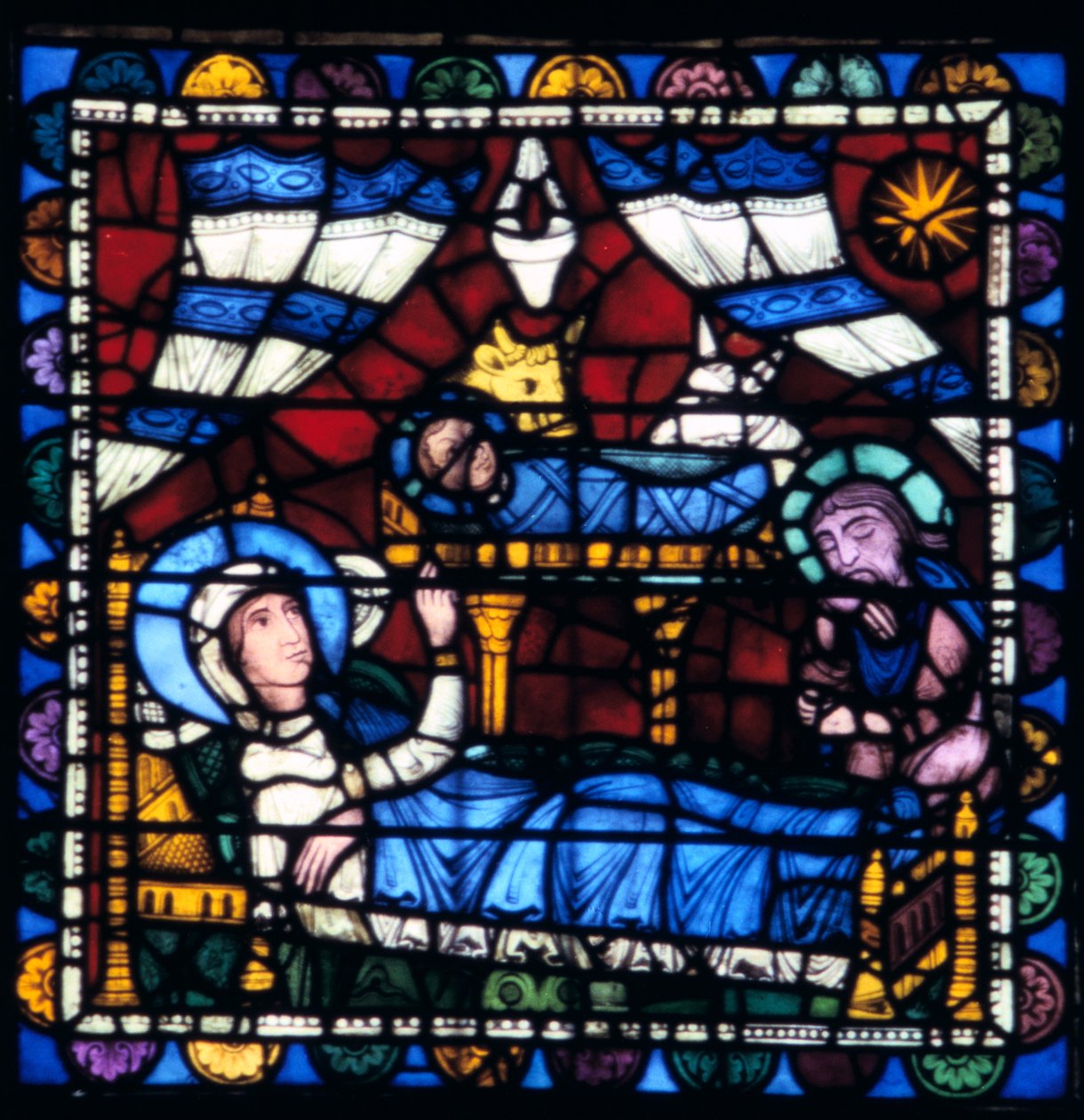 Födelsekyrkan, målat glas, Chartres katedral, Frankrike, 1194-1260 av Unbekannt
