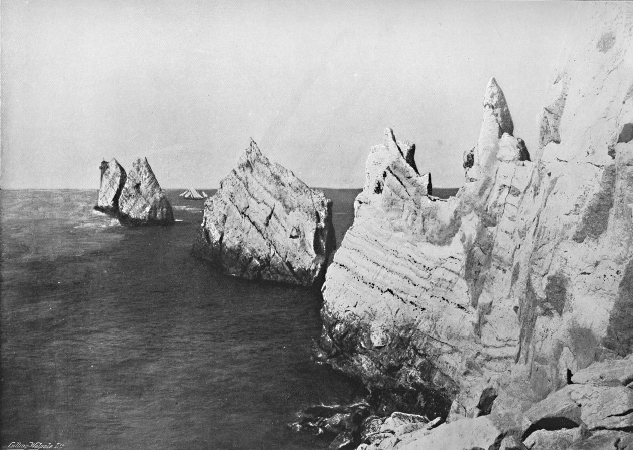 The Needles - General View, Showing the Lighthouse, 1895 av Unbekannt