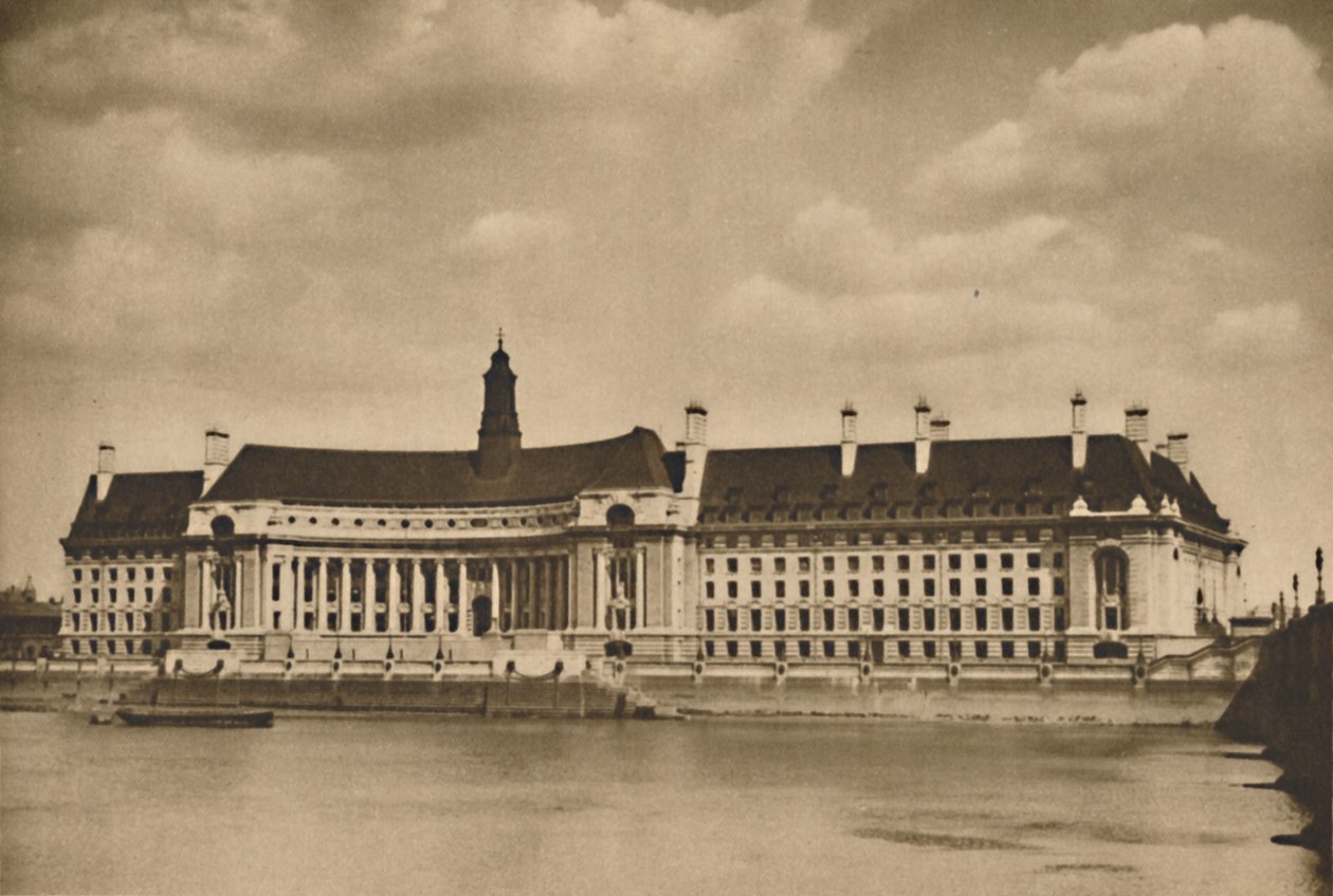 Det nya palatset på Themsen som är huvudkontoret för London County Council, c1935. av Unbekannt