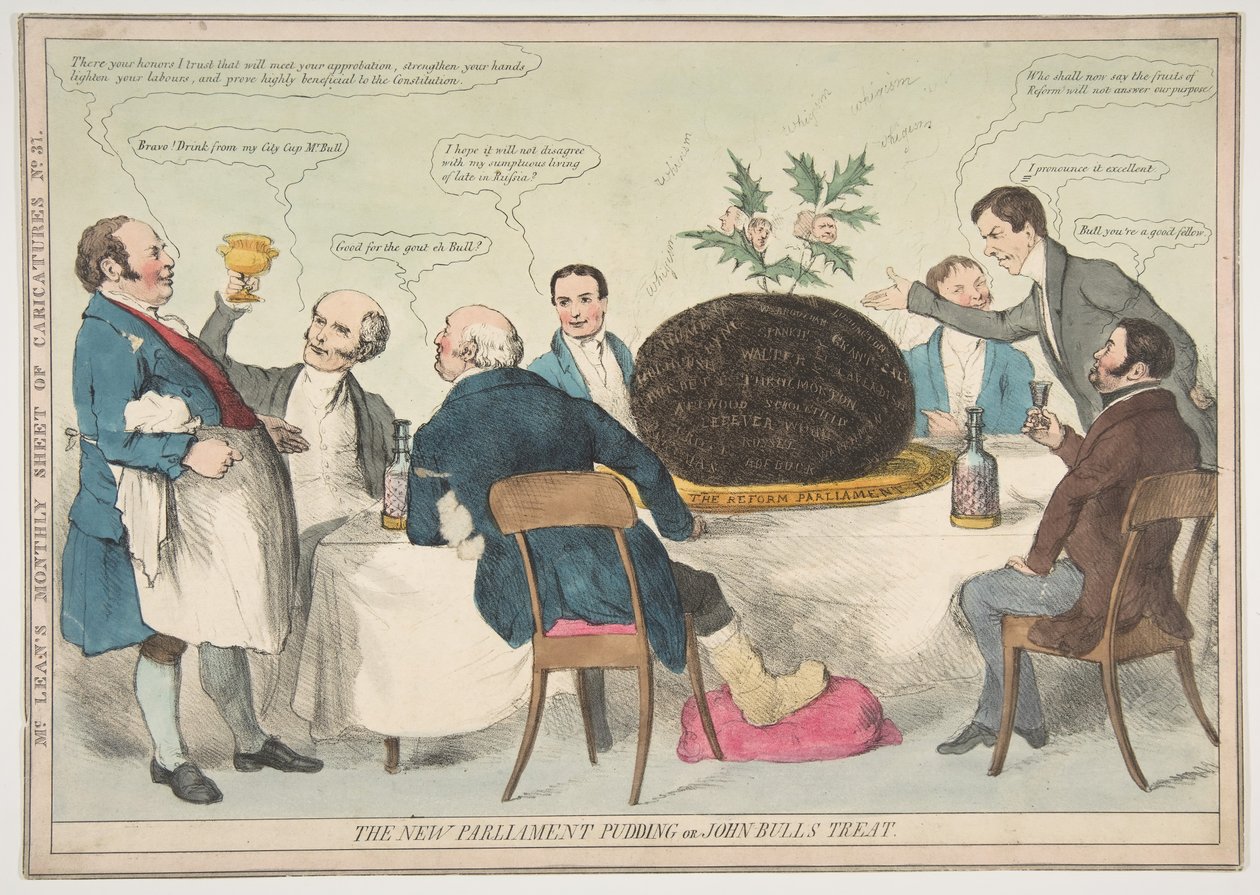 The New Parliament Pudding eller John Bulls Treat, ca. 1832. av Unbekannt