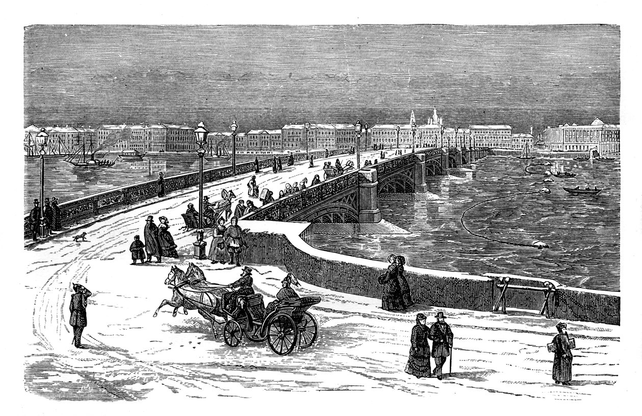 Nicolai-bron över floden Neva, St Petersburg, Ryssland, c1888 av Unbekannt