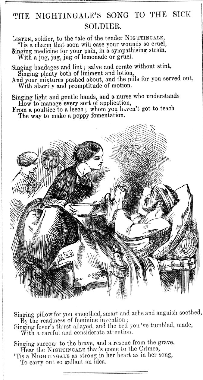 The Nightingales Song to to the Sick Soldier, 1854 av Unbekannt
