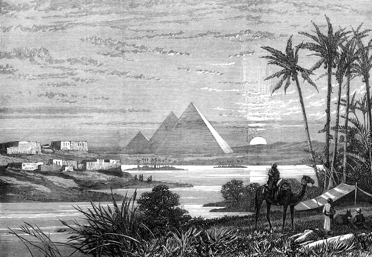 Nilen och pyramiderna från Boulak-vägen, 1874 av Unbekannt