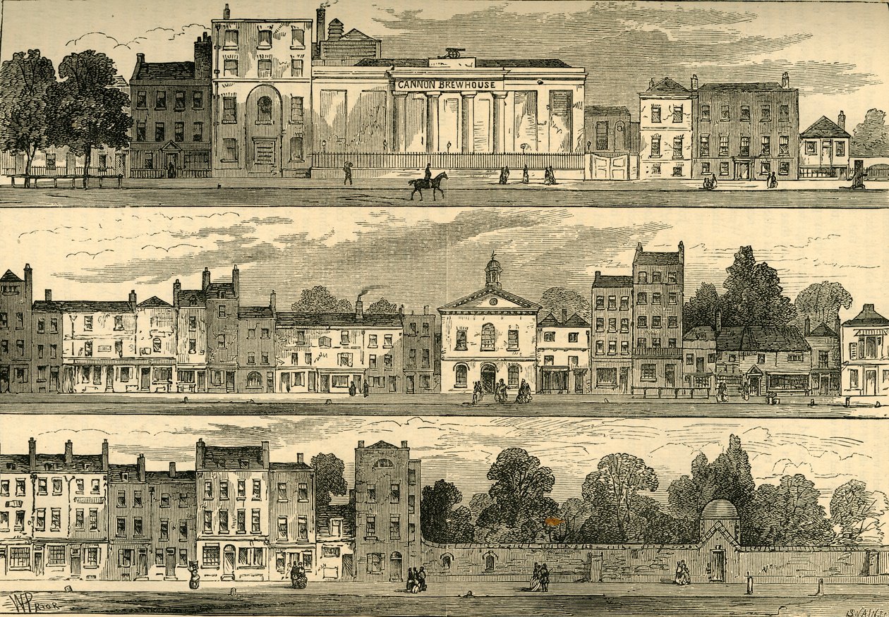 North Side of Knightsbridge 1820, från Cannon Brewery till Hyde Park Corner, c1876. av Unbekannt
