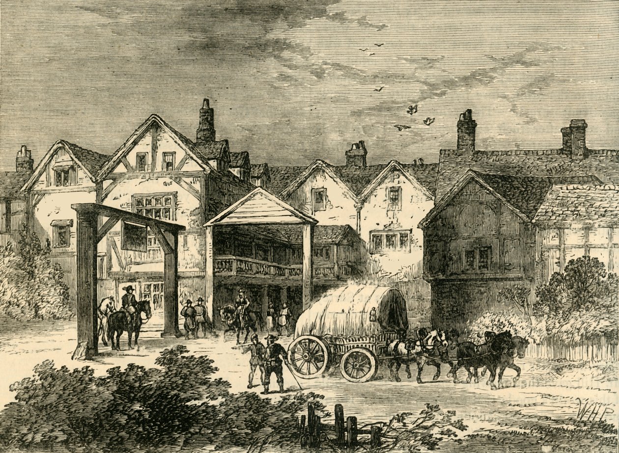 The Old Tabard Inn, i det sjuttonde århundradet, c1878. av Unbekannt