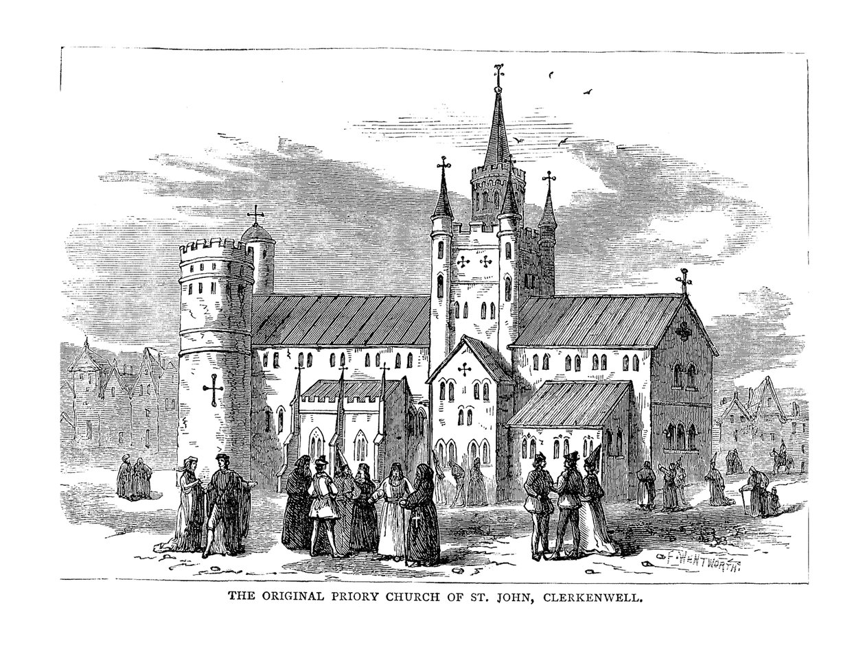 Den ursprungliga Priory Church of St. John, 1878 av Unbekannt