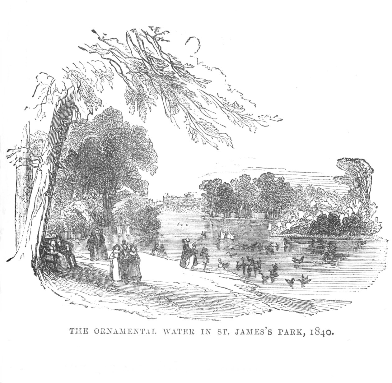 The Ornamental Water in St. James Park, 1840, c1870 av Unbekannt