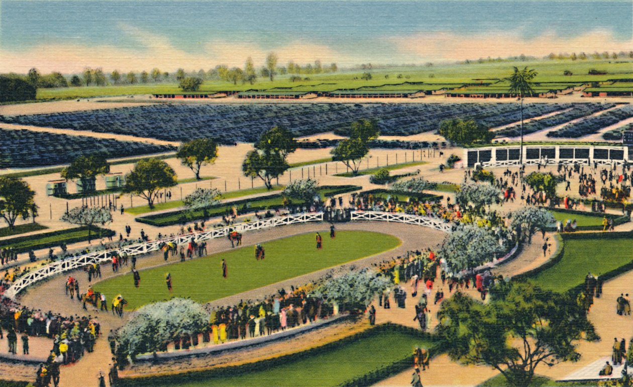 The Paddock at Santa Anita, Los Angeles Turf Club, Arcadia, Kalifornien, 1930-talet. av Unbekannt