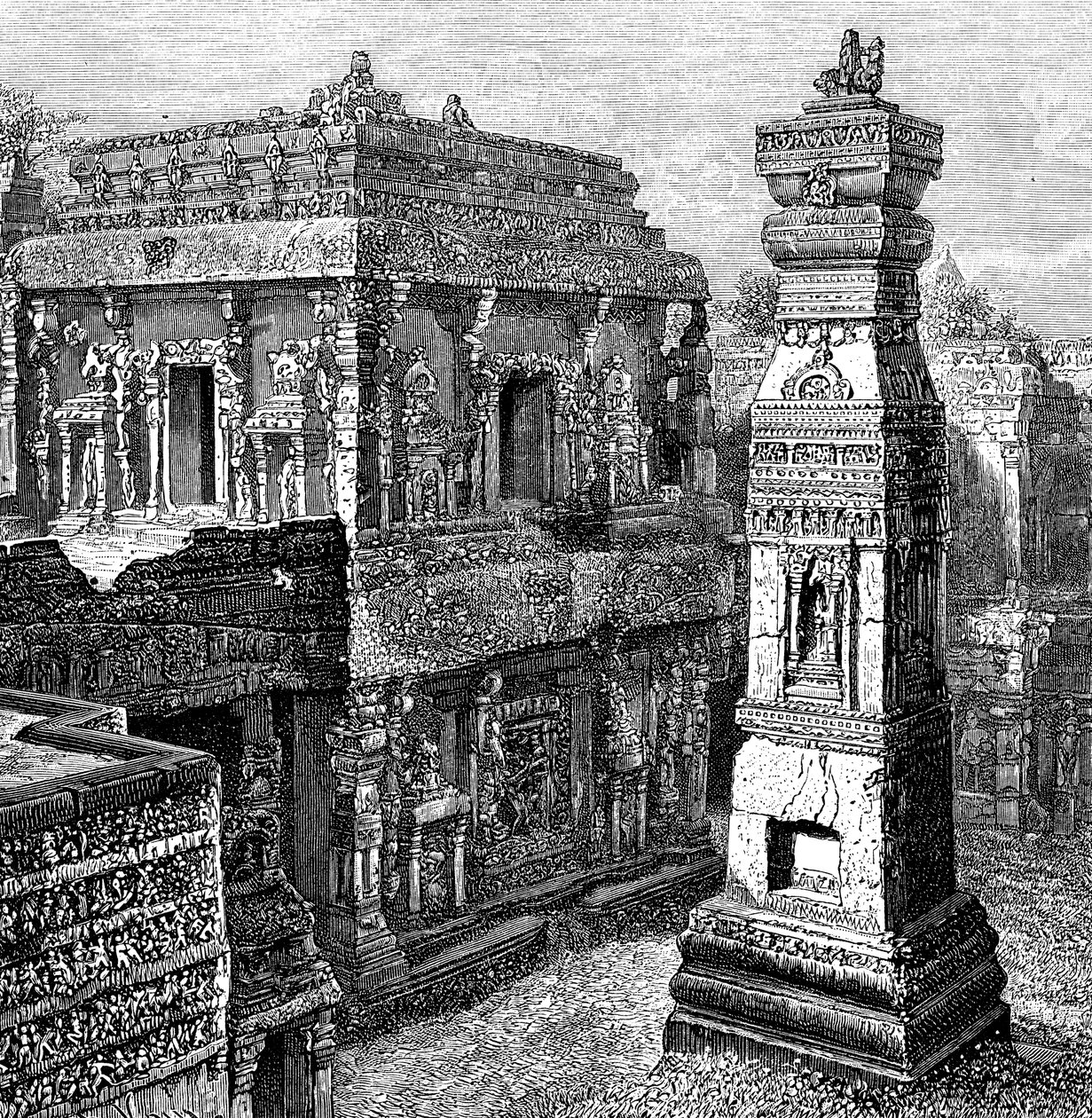 Kailashpalatset, Ellora, Indien, 1895 av Unbekannt