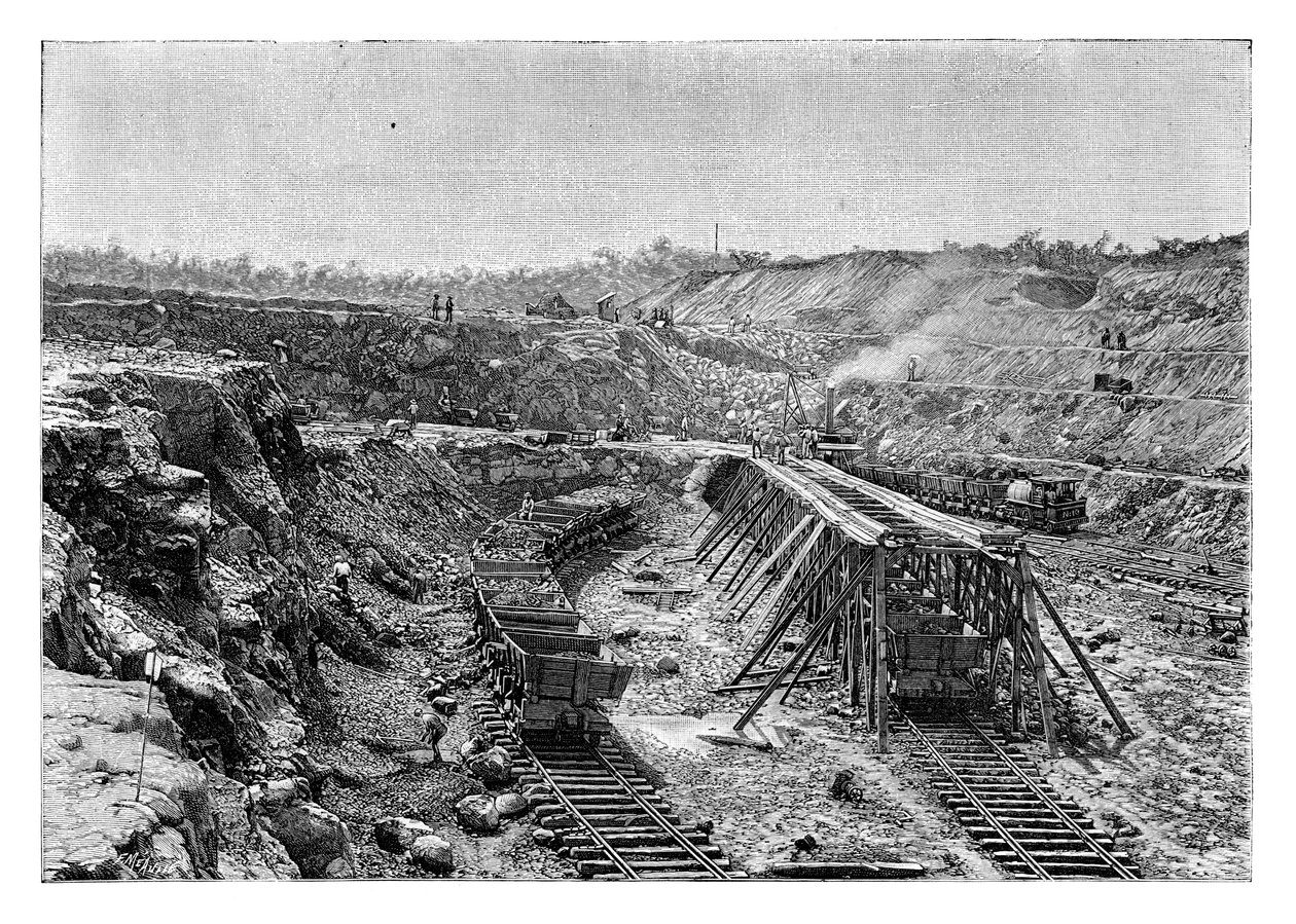 Panamakanalen under uppbyggnad, c1890 av Unbekannt