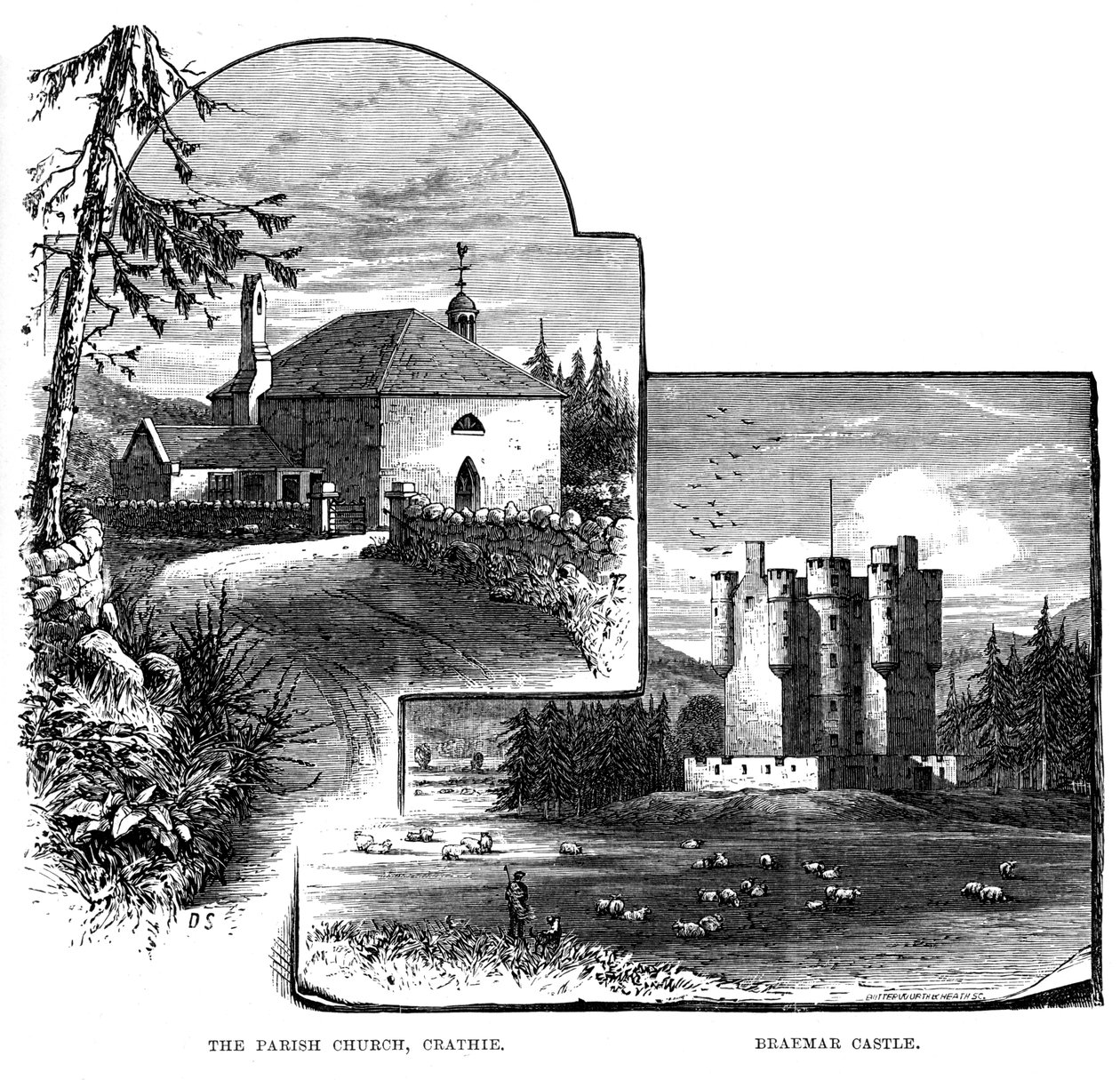 Parish Church, Crathie och Braemar Castle, Skottland, 1900 av Unbekannt