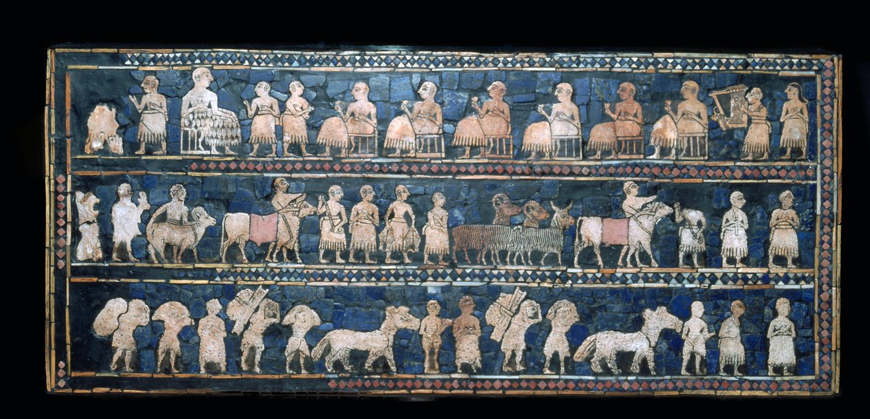 "Fred"-sidan av Standard of Ur, södra Irak, ca 2600-2400 f.Kr. av Unbekannt