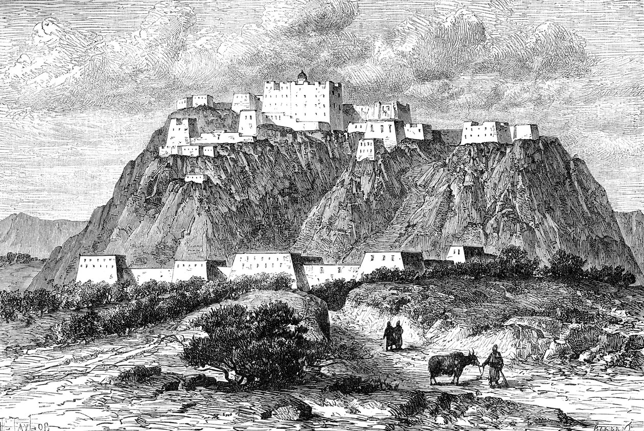 Potala-palatset i Lhasa, Tibet, på 1600-talet, c1890 av Unbekannt