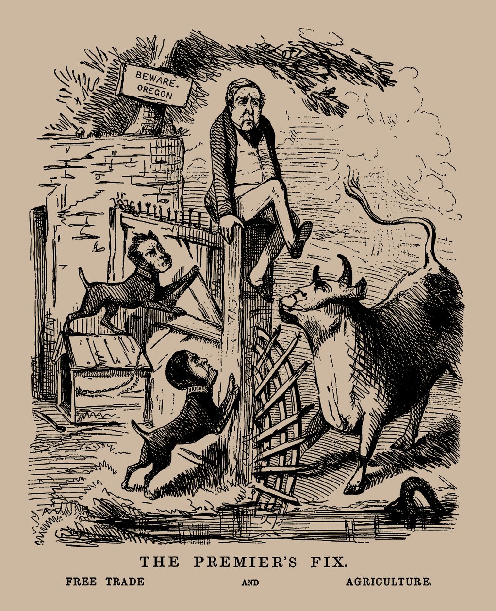 Premiärens fix. Frihandel och jordbruksskal mellan frihandel och skydd, april 1845. av Unbekannt