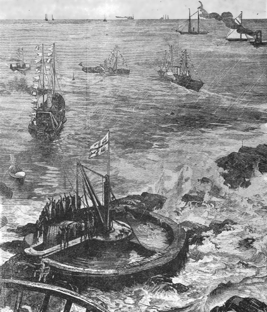 Prinsen av Wales ... lägger grundstenen till den nya Eddystone-fyren ... 1879, 1901. av Unbekannt