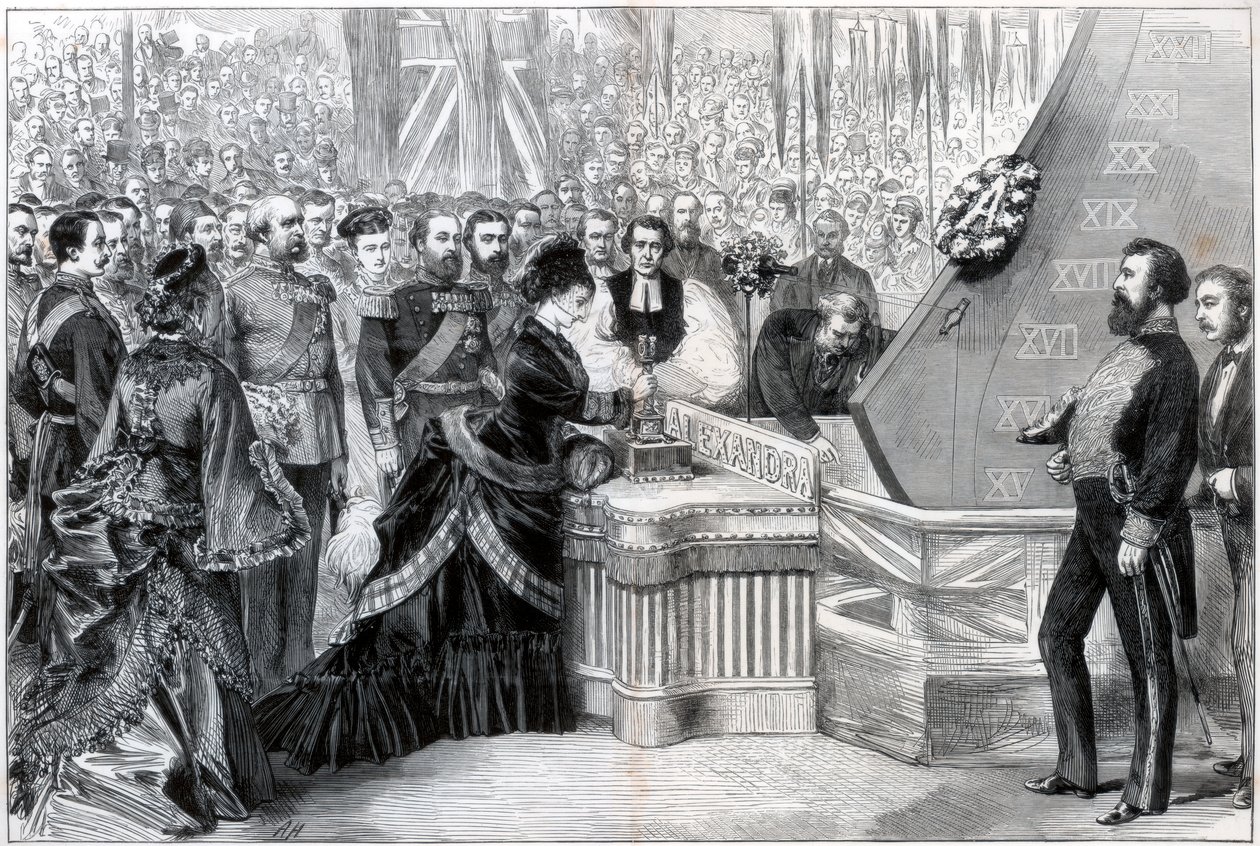 Prinsessan av Wales lanserar det nya järnklädda skeppet Alexandra, 1875 av Unbekannt