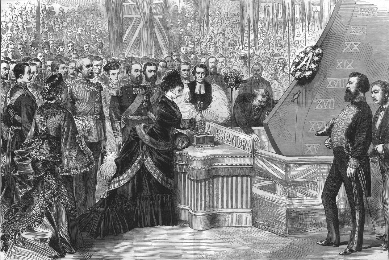 Prinsessan av Wales lanserar det nya järnklädda skeppet Alexandra, 1875 av Unbekannt