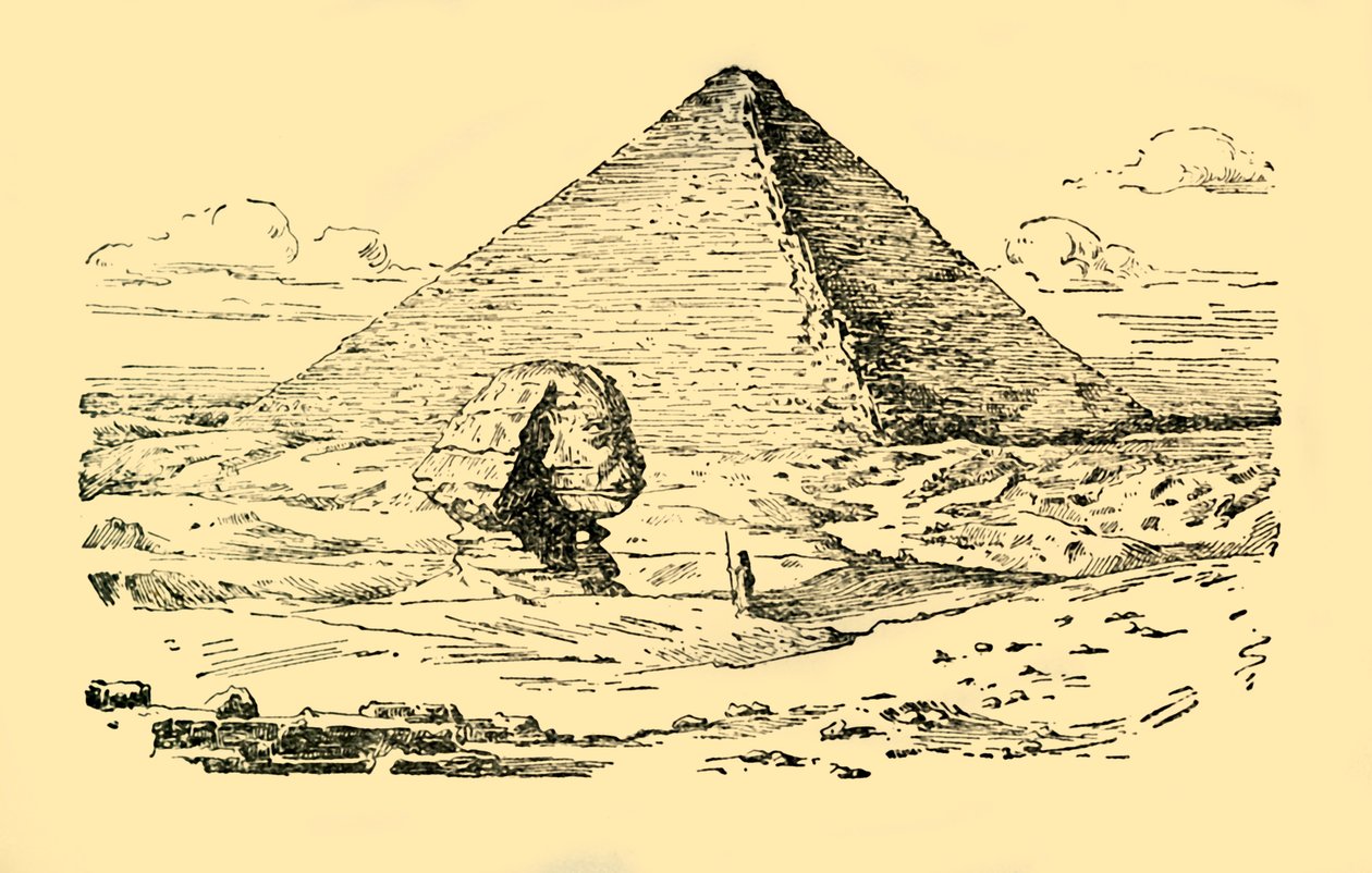 Pyramidgraven av kung Khufu och den stora sfinxen i Gizeh, Egypten, c1930. av Unbekannt