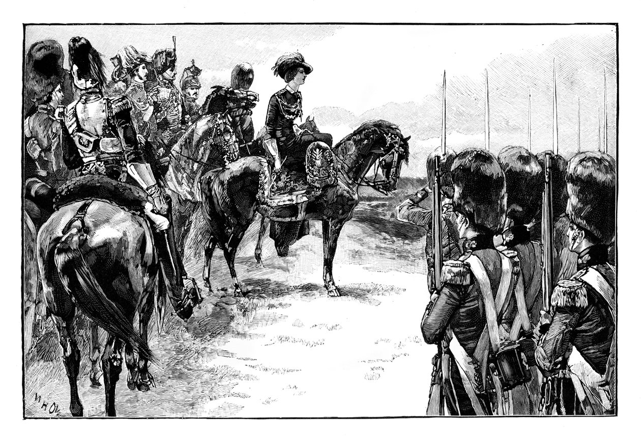 Drottningen i lägret i Chobham, Surrey, 1853, 1888 av Unbekannt