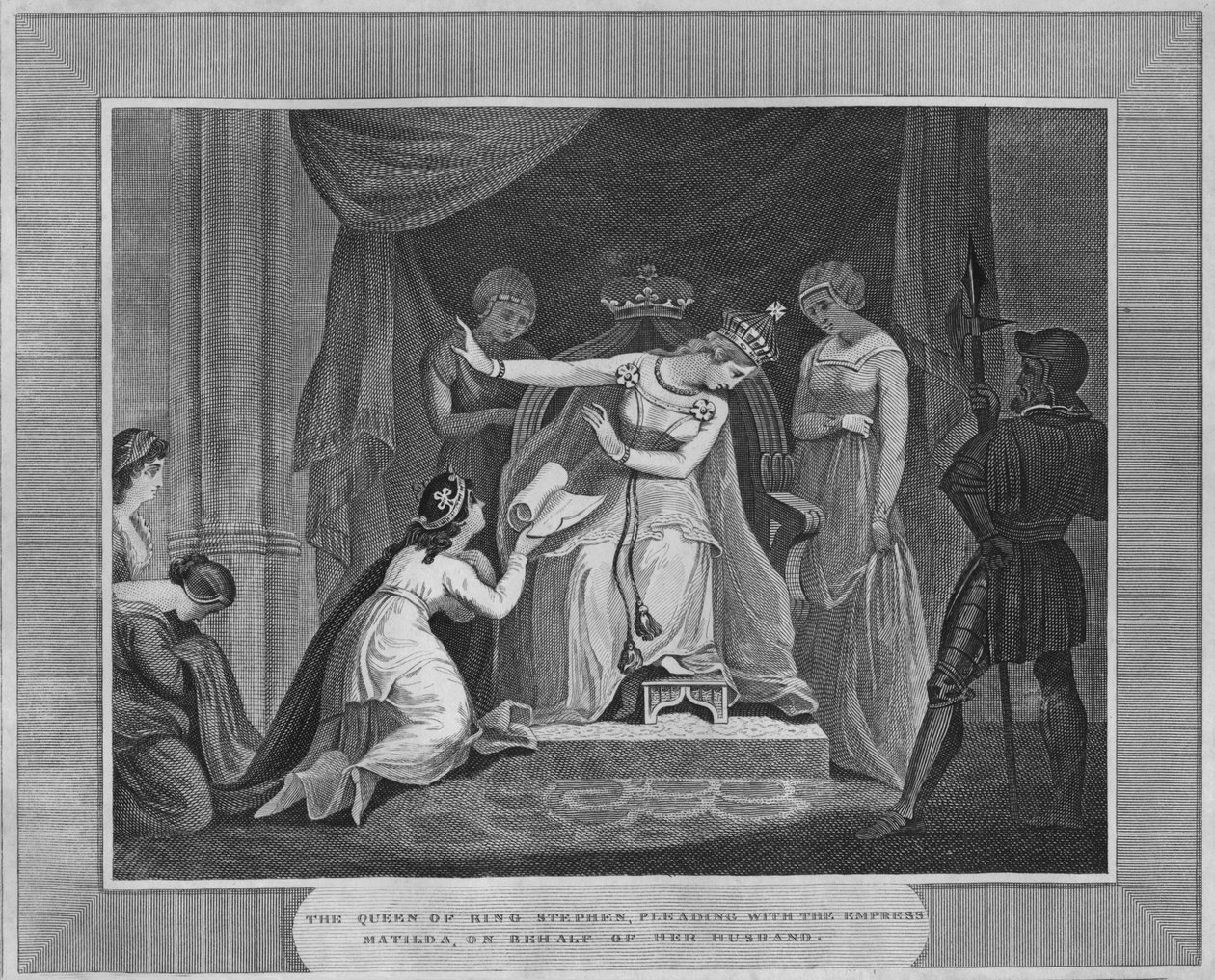 Drottningen av kung Stephen, vädjande till kejsarinnan Matilda, på uppdrag av sin man, 1838 av Unbekannt