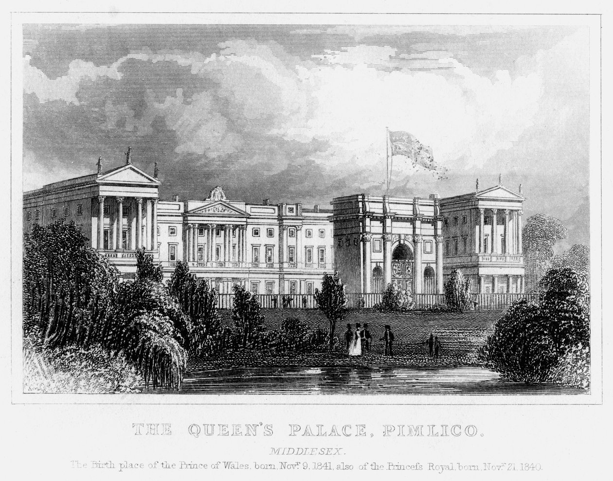 The Queens Palace, Pimlico, London, c1840-talet av Unbekannt