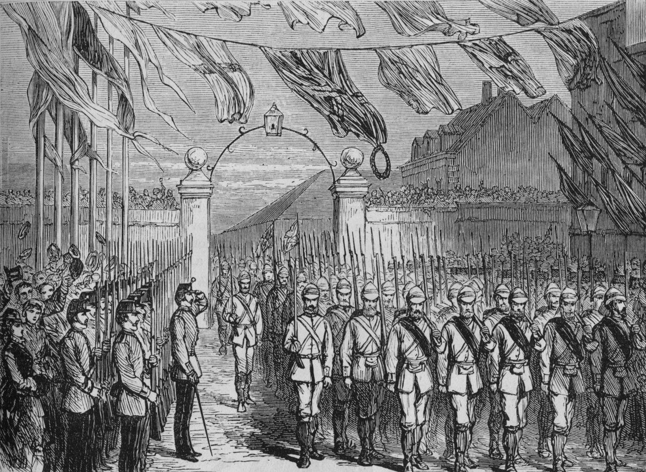 Truppernas återkomst från Ashantee, c1880 av Unbekannt