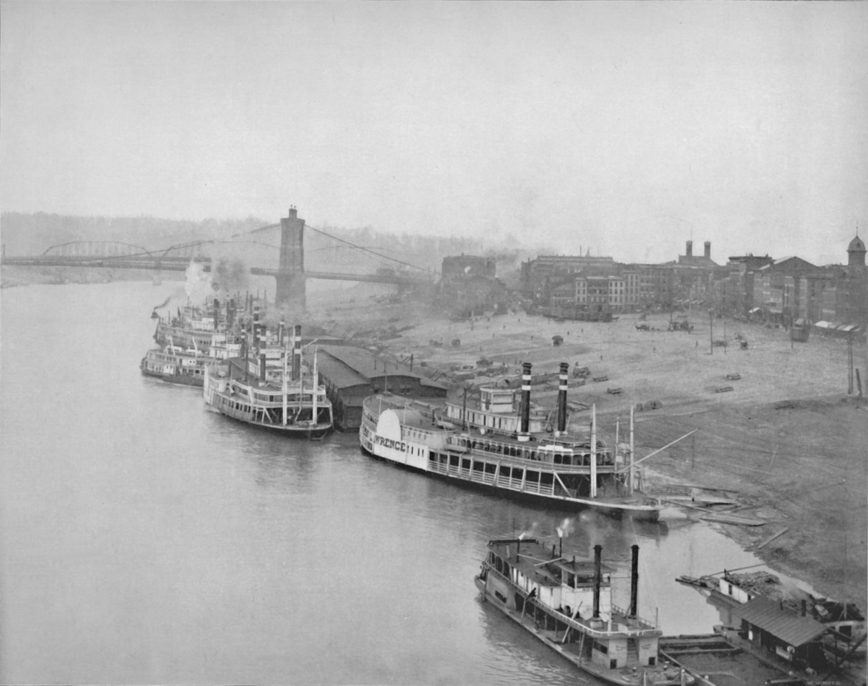 Flodfronten vid Cincinnati, 1800-talet av Unbekannt