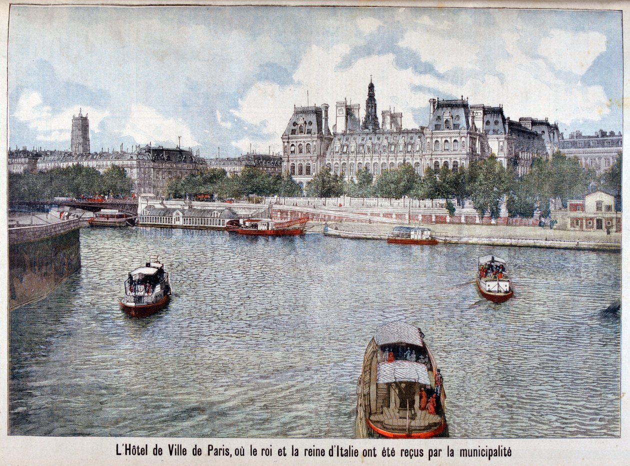 Floden Seine och Hotel de Ville, Paris, 1903 av Unbekannt